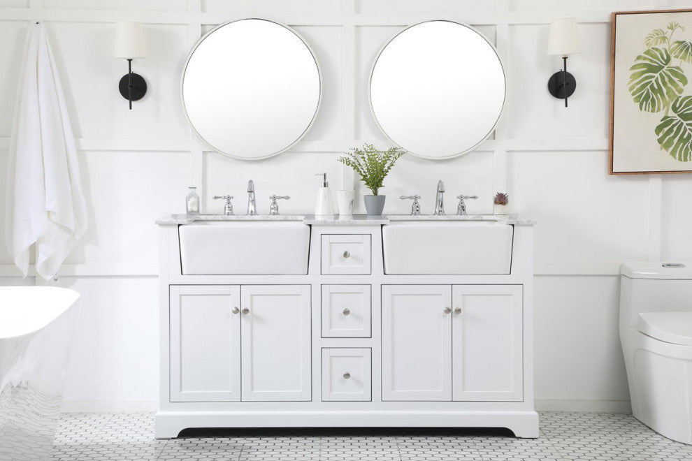 Home Living 22" Farmhouse White-Light Bathroom Vanity