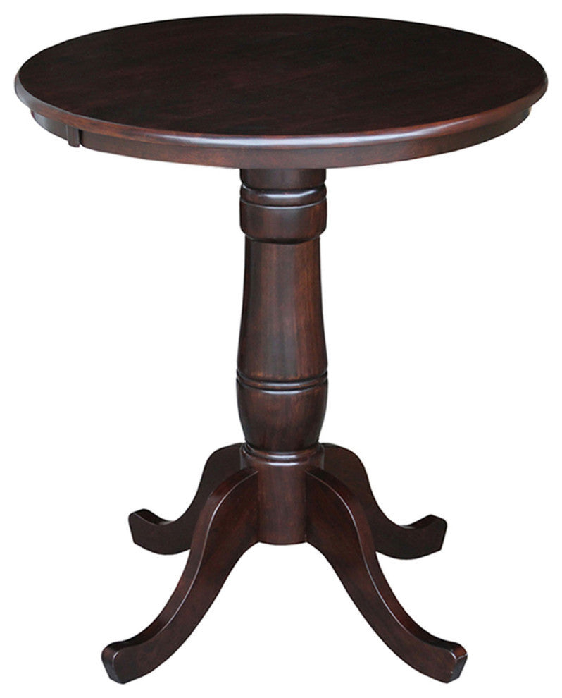 Round Top Pedestal Table, Rich Mocha, 30 Inch Round
