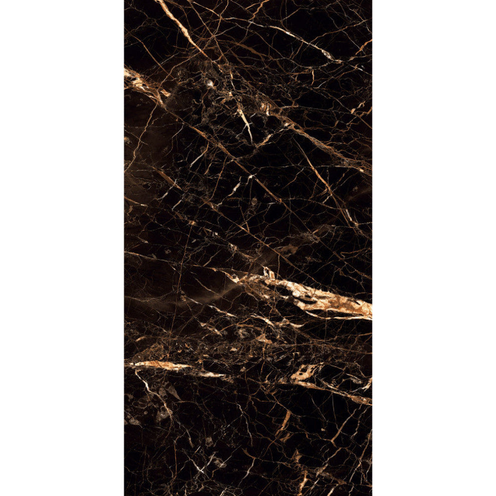 Portoro Gold Golden Black High Glossy Tile, 48x48