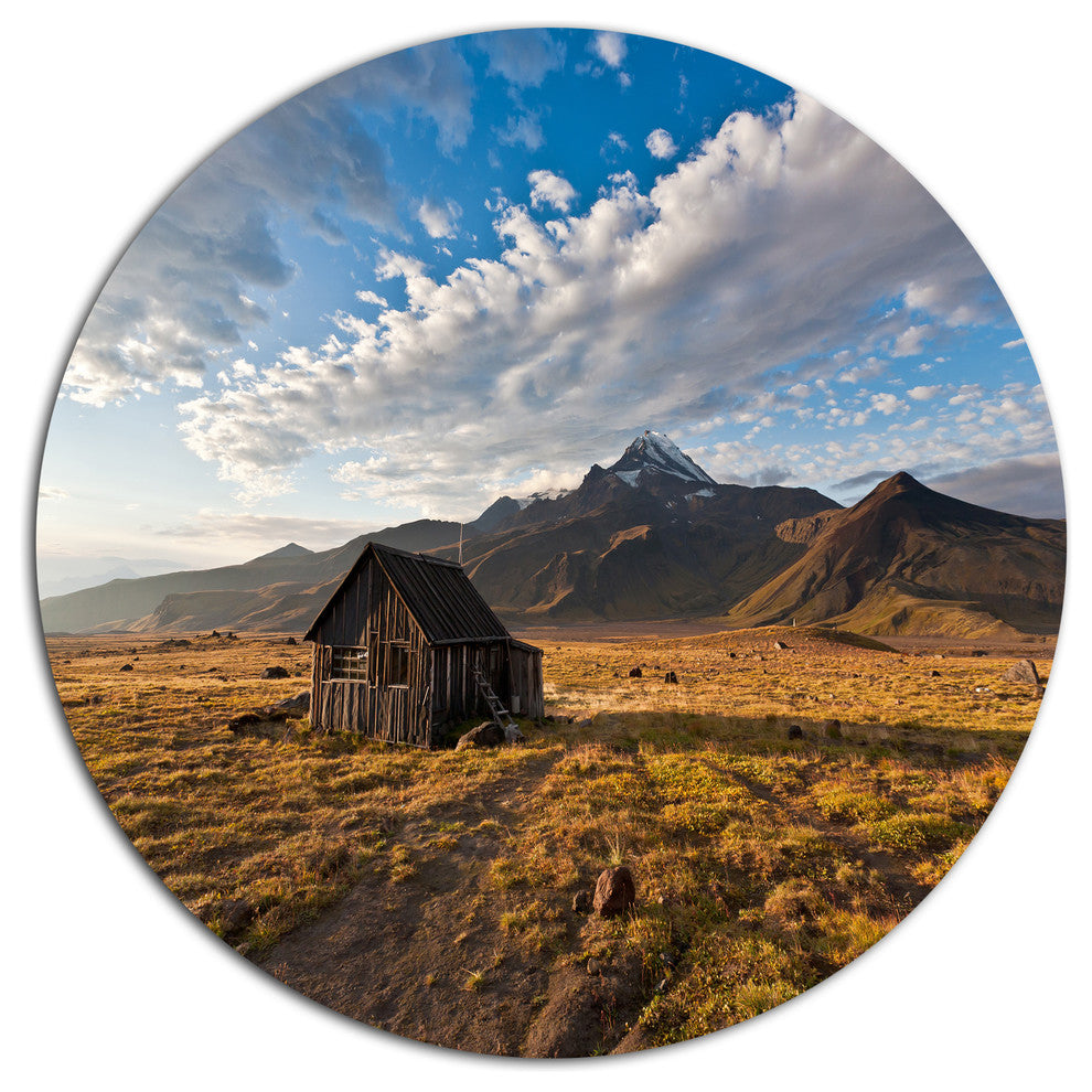Old House On Kamchatka Island, Landscape Disc Metal Wall Art, 11"