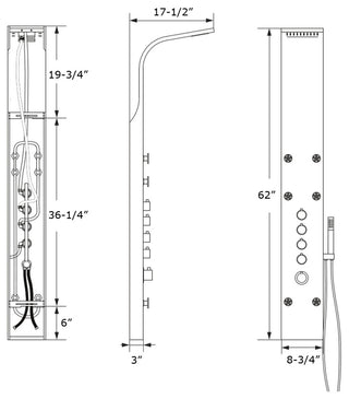 Blue Ocean 62"? Stainless Steel SPS88991 Thermostatic Shower Panel