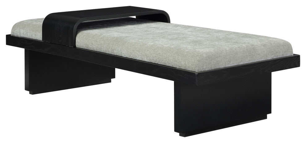 Arlington Chenille Fabric Upholstered Bench, Green, Black Finish