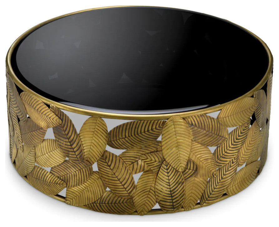 Black Beveled Glass Coffee Table, Eichholtz Botanico