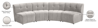 Limitless Velvet Upholstered 4-Piece Modular Sectional, Cream