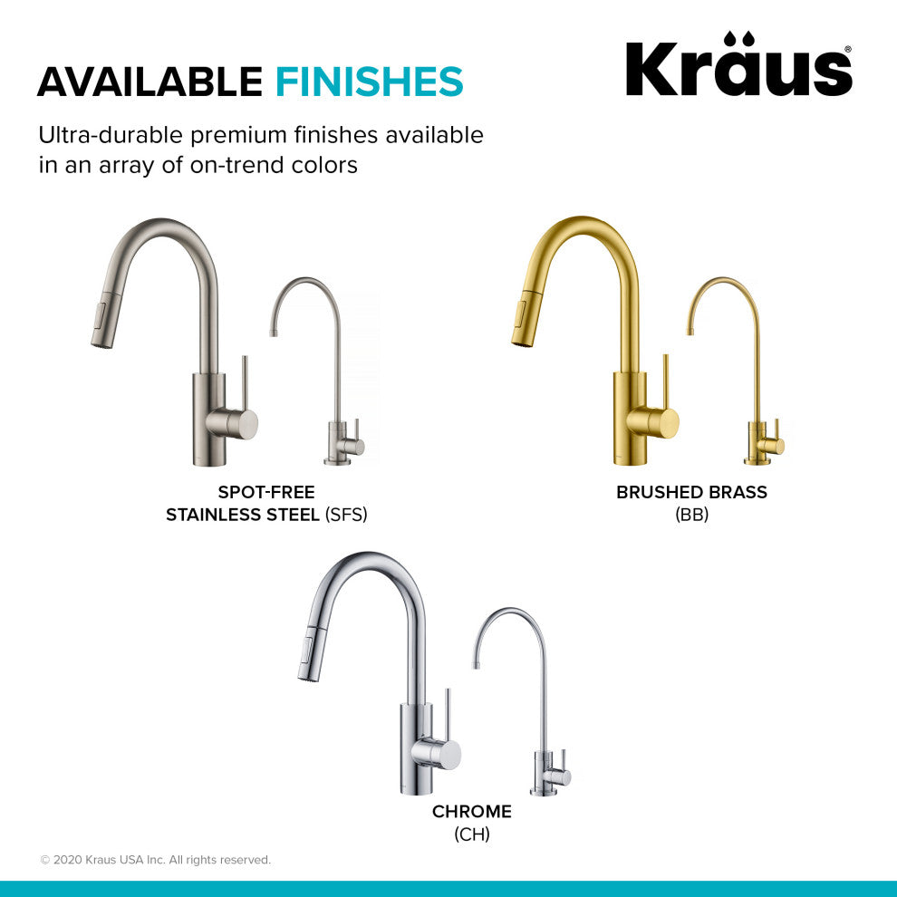 Oletto Pull-Down 1-Hole Kitchen Faucet, Chrome, Water Dispenser Ff-100