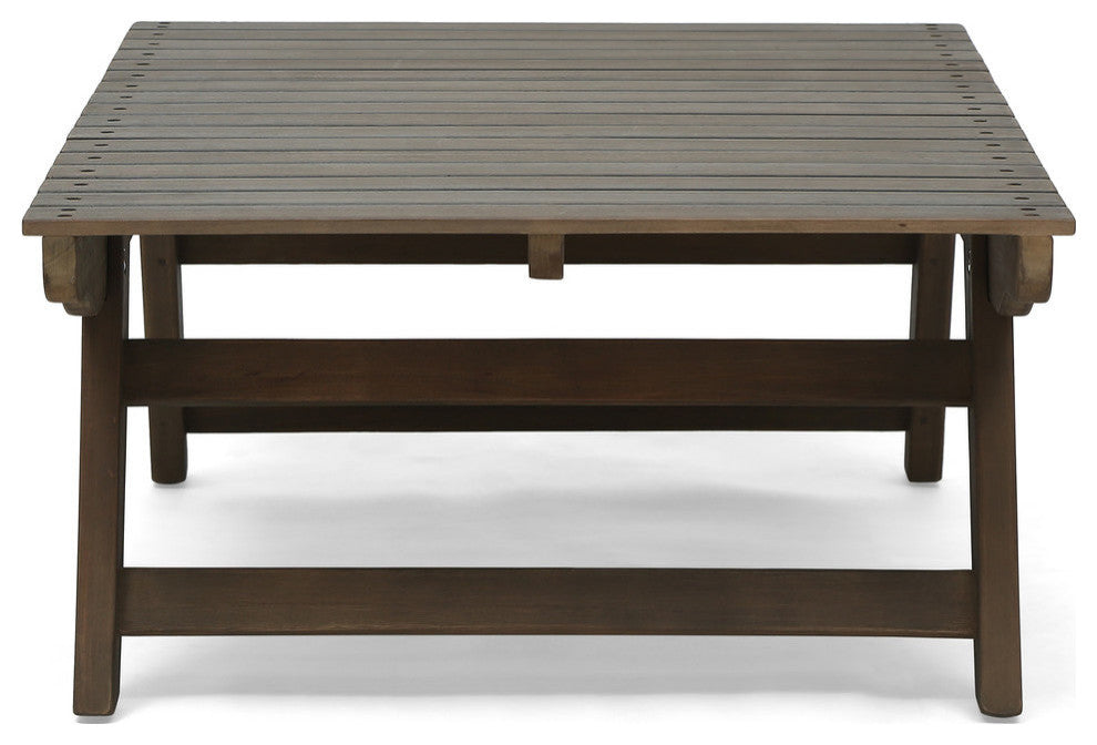 Kailee Outdoor Wooden Coffee Table, Gray Finish