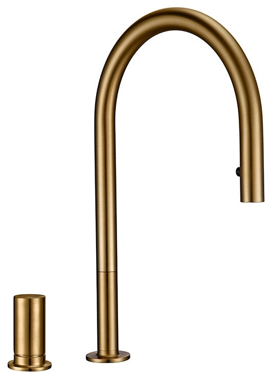 Bagnox™ Solid Brass Pull Down Kitchen Sink Faucet, Brushed Brass