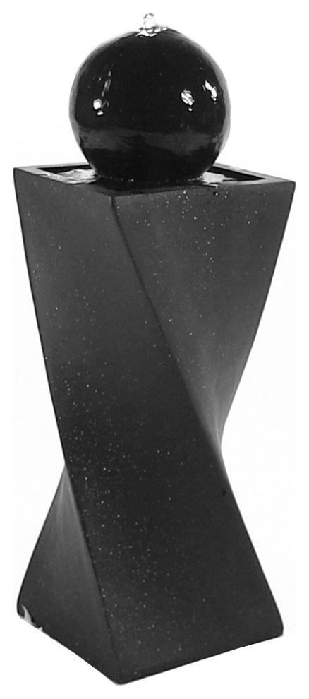 Sunnydaze Black Ball Solar-on-Demand Fountain With LED Light, 30"