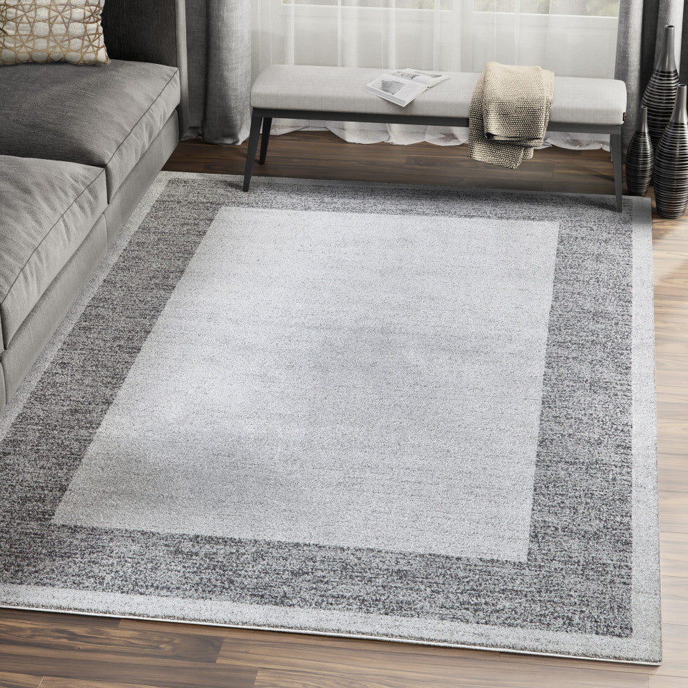 Abani Quartz QRZ100A Grey Bordered Area Rug