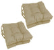 16" Polyester Solid Outdoor Square Tufted Chair Cushions, Set of 4, Sandstone