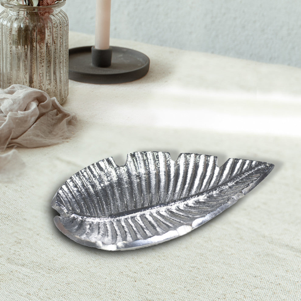 Handmade Decorative Silver Aluminium Tray, Silver Color Coated
