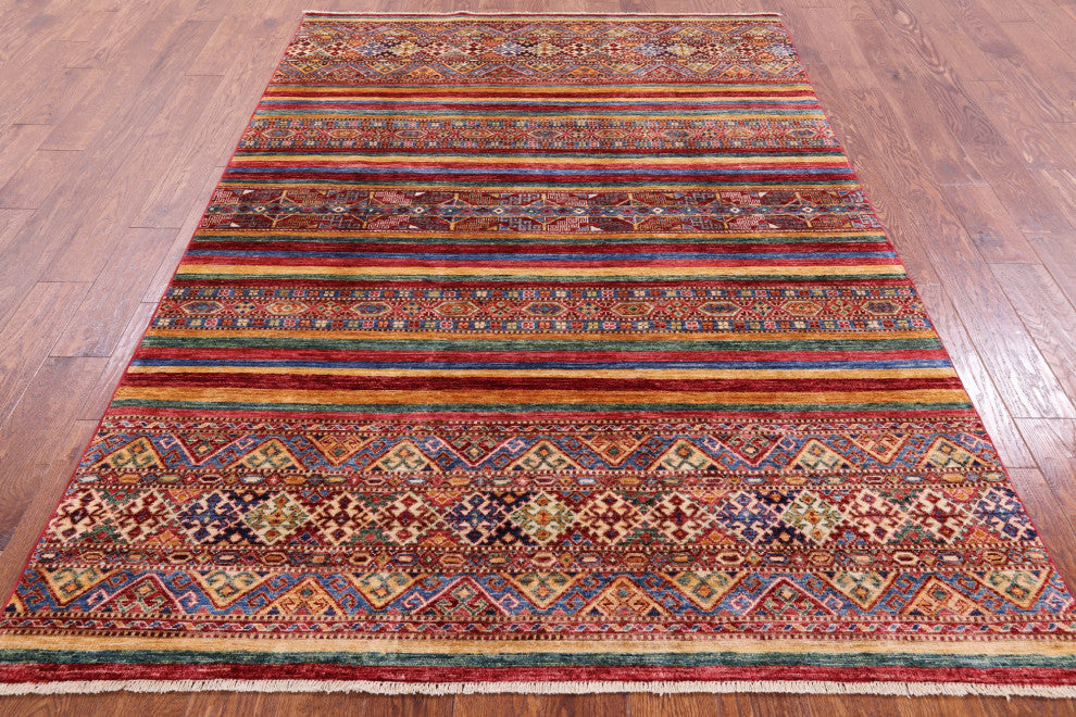 Super Kazak Khorjin Hand Knotted Rug 5' 5" X 8' 0" Q5447