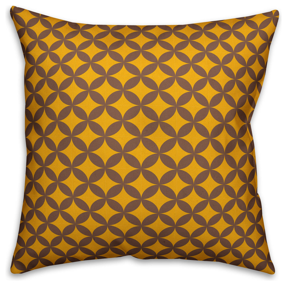Yellow Diamond Pattern Throw Pillow Cover, 18"x18"