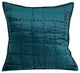 20" X 7" X 20" Transitional Teal Solid Quilted Pillow Cover With Down Insert