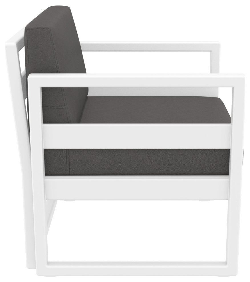 Mykonos Patio Club Chair White With Acrylic Fabric Charcoal Cushion