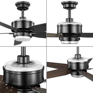 Byars 54" 5-Blade LED Indoor Matte Black Ceiling Fan, Light Kit Opal Shade