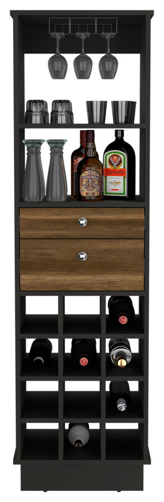 DEPOT E-SHOP Zircon Bar Cabinet, Black/Walnut