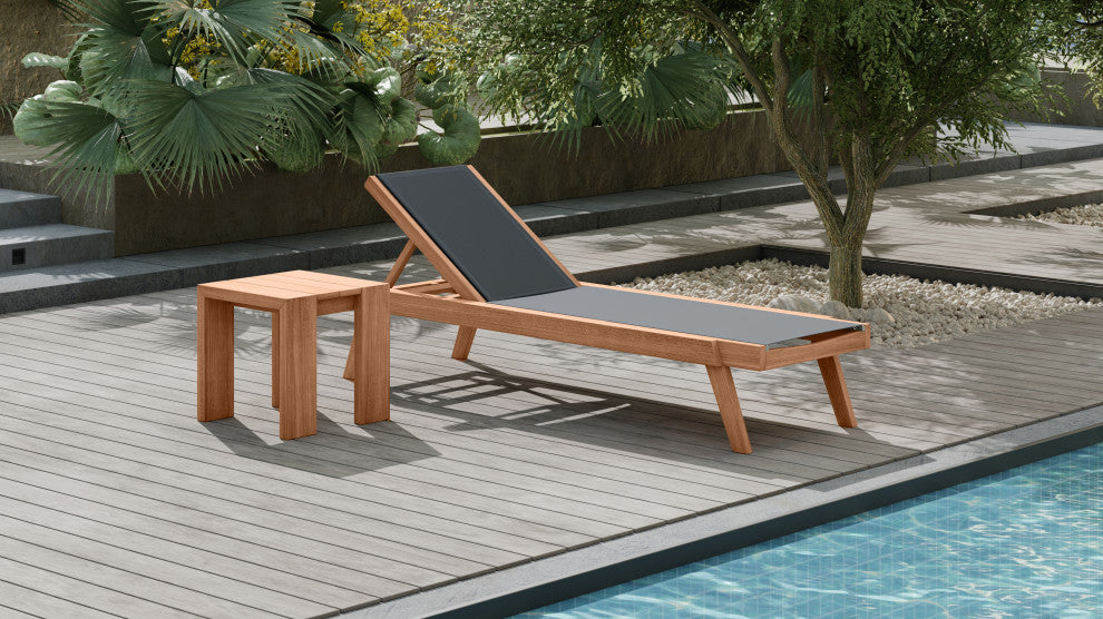 Tulum Waterproof Fabric Mesh Patio Lounger, Black