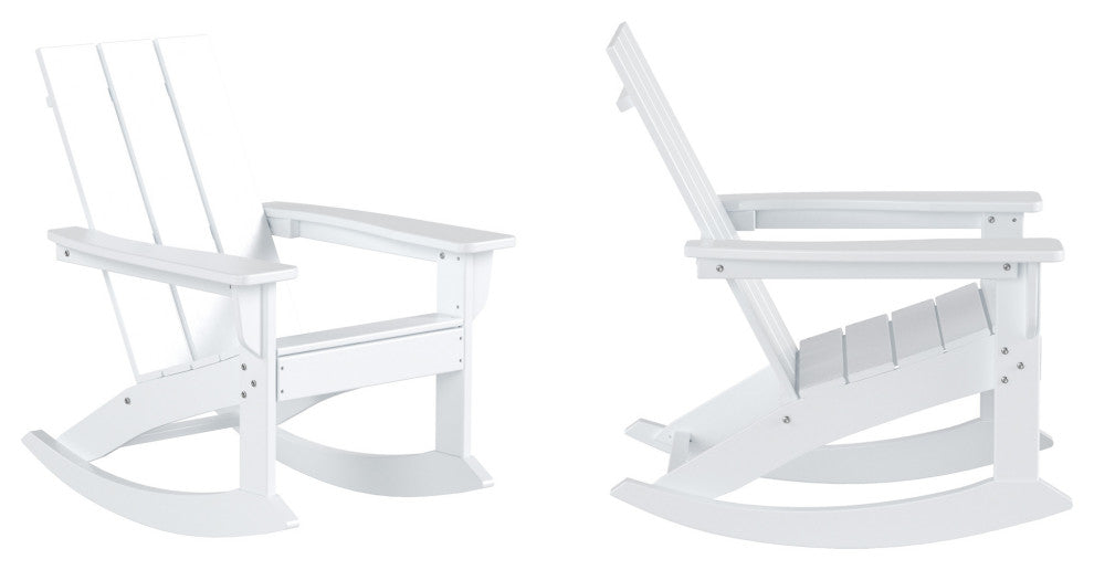 WestinTrends Set of 2 Modern Adirondack Outdoor Rocking Chairs, White