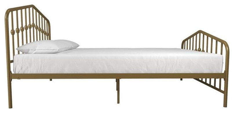 Novogratz Bushwick Full Adjustable Metal Bed in Gold