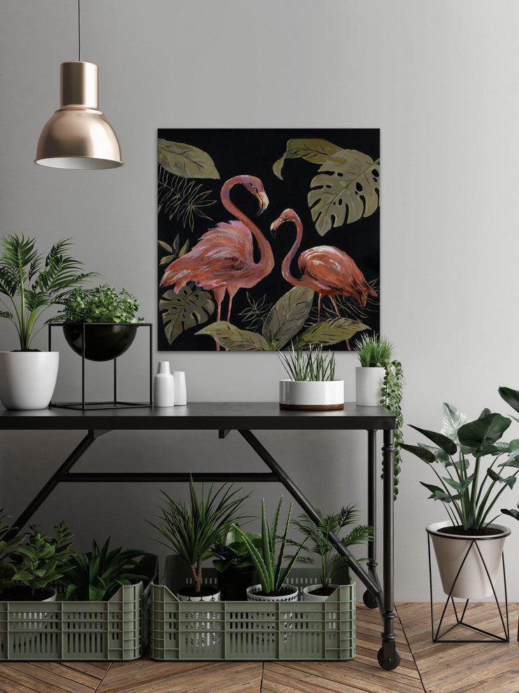 "Flamingo Sweetheart III" Painting Print on Wrapped Canvas, 32"x32"