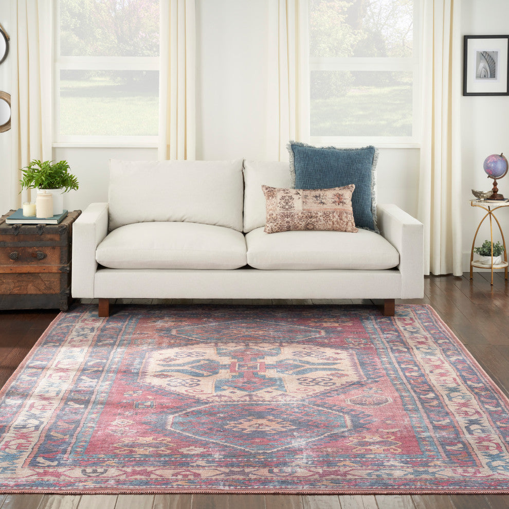 Nicole Curtis Nc Series 1 8' x 10' Red/Navy Machine Washable Area Rugs