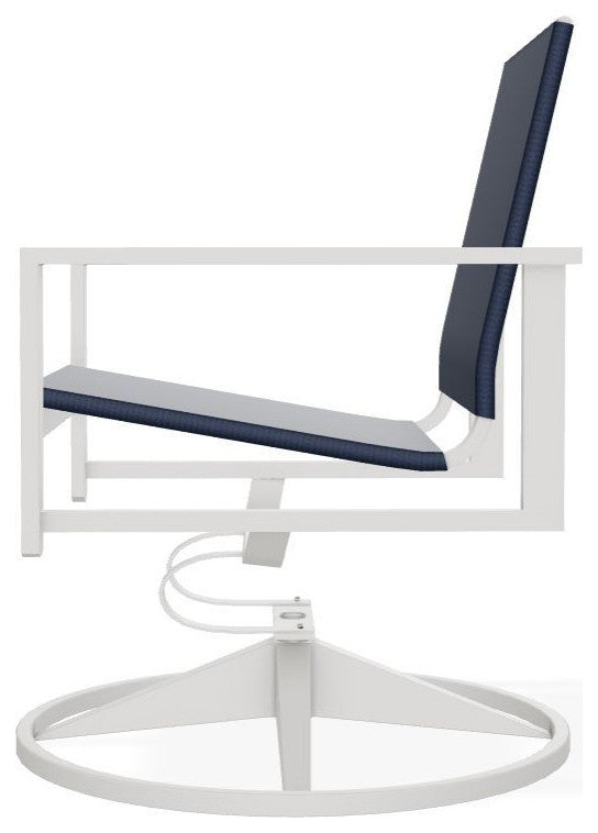 Tribeca Sling Outdoor Swivel Rocker, Navy/Snow