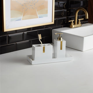 Houston Street White/Brass 3 Piece Bathroom Accessory Set