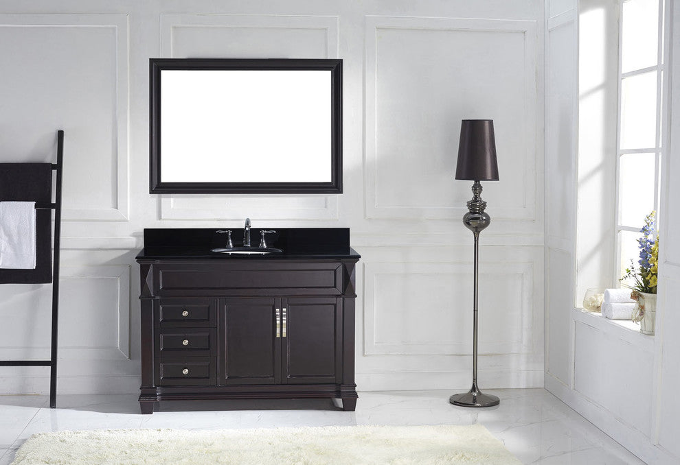 Virtu Victoria 48" Single Bathroom Vanity, Espresso With Faucet and Mirror
