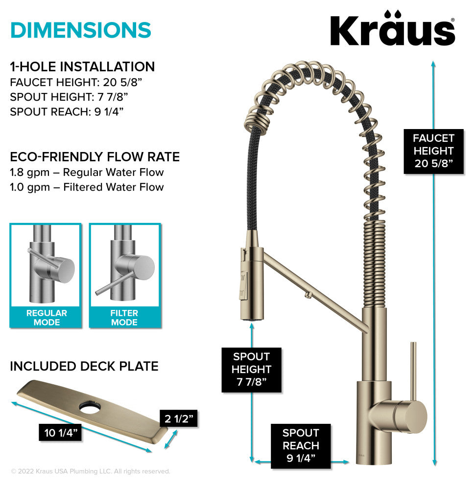 Oletto Commercial Pull-Down Filter Kitchen Faucet, SFACB