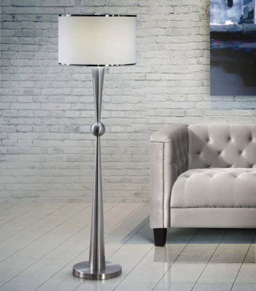 The DIONE Modern Metal Floor Lamp, Brushed Nickel, 62"