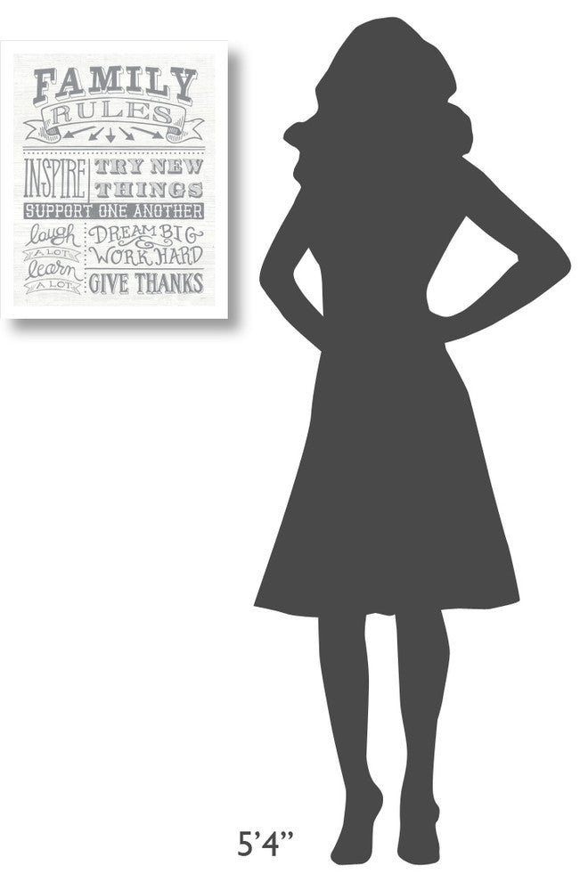 "Family Rules II Gray Words" Digital Paper Print by Mary Urban, 18"x22"