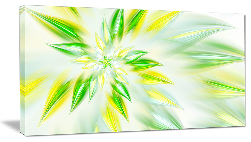 Light Green Fractal Spiral Flower, Abstract Canvas Art Print, 32x16
