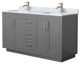 60" Double Bathroom Vanity, Dark Gray, Carrara Countertop, Sinks, Nickel Trim