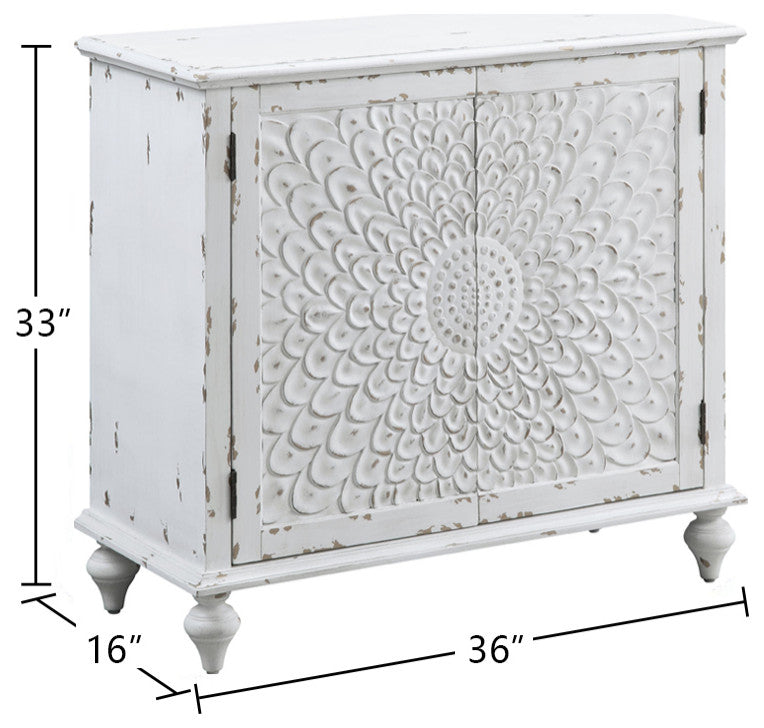Accent Cabinet With One Shelf, Antique White Finish