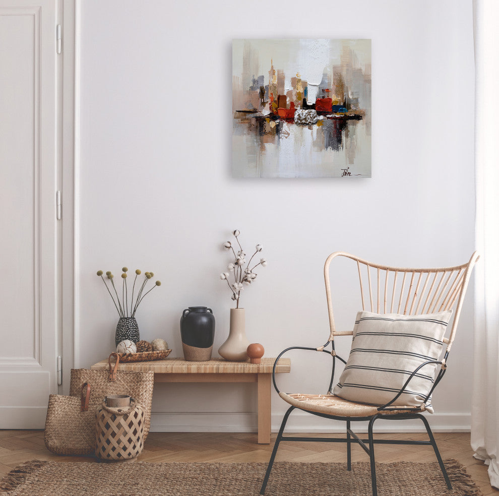 City Ruins II- Abstract Hand Painted Canvas Art, Modern Wall Decor Artwork