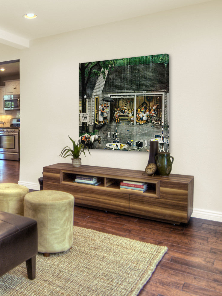 "Rain-out Birthday Party" Print on Canvas by Stevan Dohanos