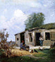 Stanislas Lepine Farmyard in Normandy, 20"x25" Gallery Wrapped Canvas Print