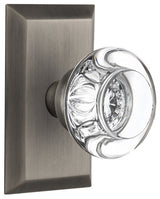 Double Studio Plate With Round Clear Crystal Knob, Antique Pewter