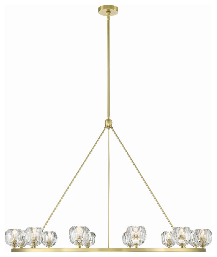 Aragon 12-Light Soft Brass Chandelier, Faceted Cut Crystal