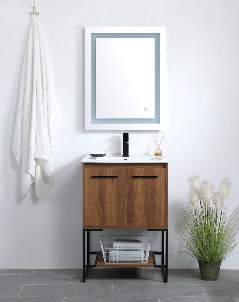 24" Single Bathroom Vanity, Walnut Brown