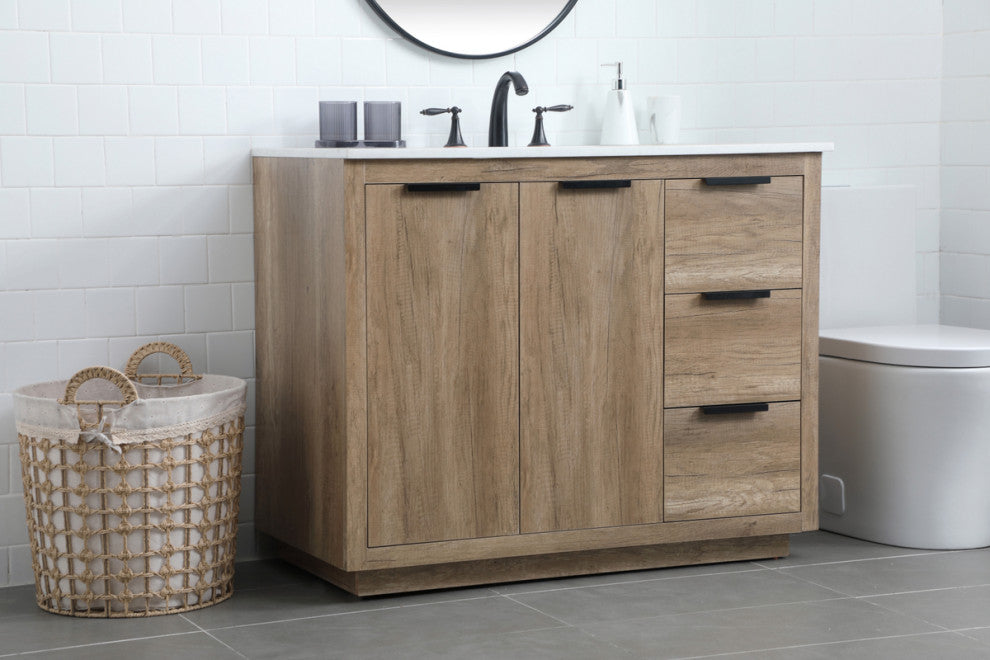 Bethany Single Bathroom Vanity, Natural Oak, 42"