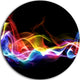 Blue Yellow Waves In Black, Abstract Digital Round Metal Wall Art, 23"