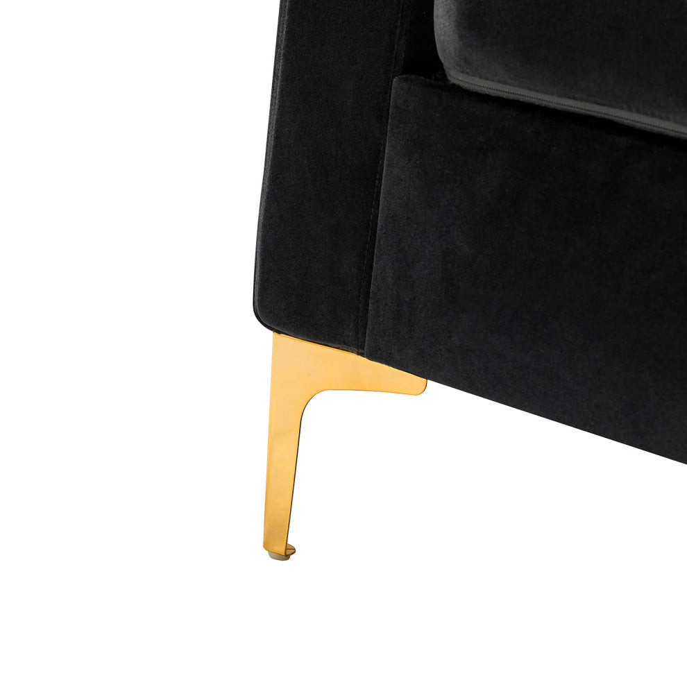 Velvet Comfor Club Chair With Arms&Metal Legs, Black