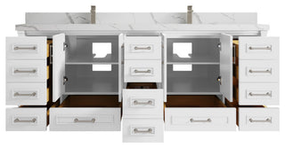 Aberdeen 84 Double Sink Bath Vanity White 2" Calacatta Laza