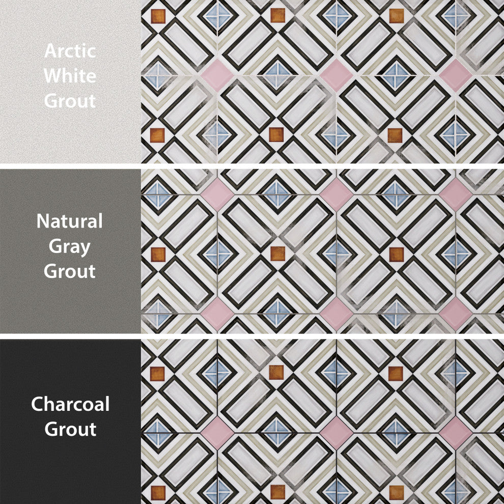 Vaudeville Octagon Deco Ritter, Taco Pink Porcelain Floor/Wall Tile