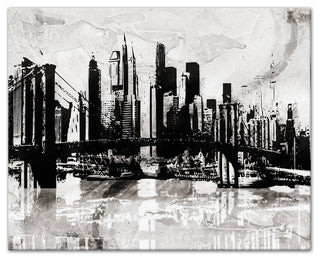 Black and White Graffiti City Skyline Print on Canvas