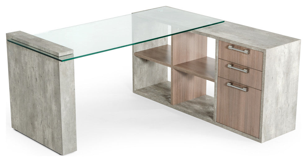 Nova Domus Boston Modern Glass and Concrete Reversible Desk