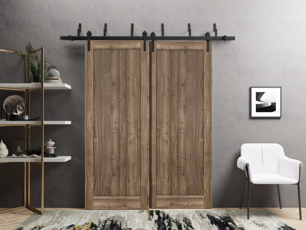 Sliding Closet Barn Bypass Doors 84 x 96 | Quadro 4111 Walnut |  8ft