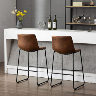 Home Beyond Synthetic Leather Barstools Armless, Set of 2, Brown